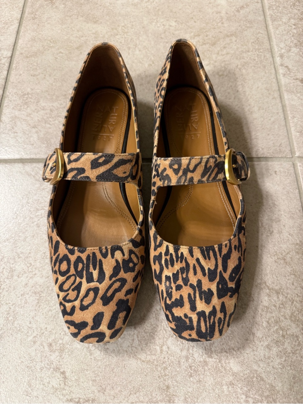 Naturalizer Leopard Print Mary Jane Flats in Black and Brown
